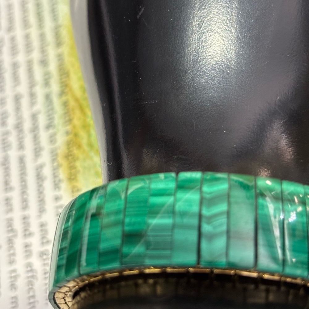 Vintage Malachite Stainless Steel Expansion Band Bracelet - Picture 7 of 8